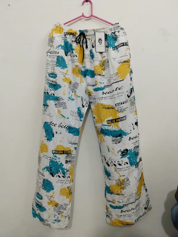 White_Printed_Wide_Leg_Pants_for_Women