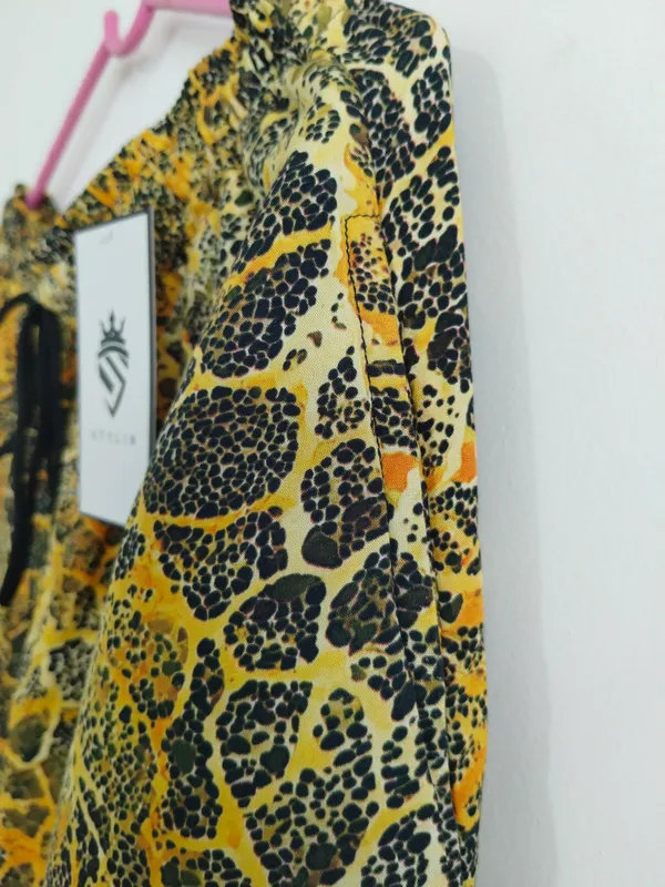 Yellow_Animal_Print_Flared_Pants_for_Women