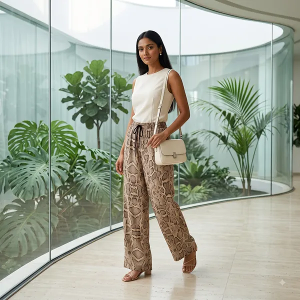 Brown_Snake_Print_Wide_Leg_Trousers_for_Women