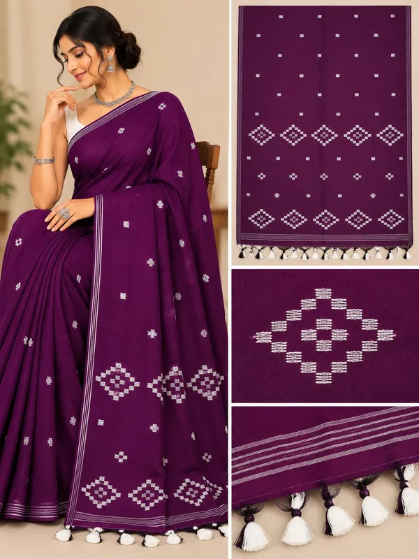 Purple_Khadi_Handloom_Geometric_Saree_For_Women