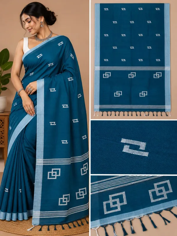 Blue_Khadi_Handloom_Woven_Saree_For_Women