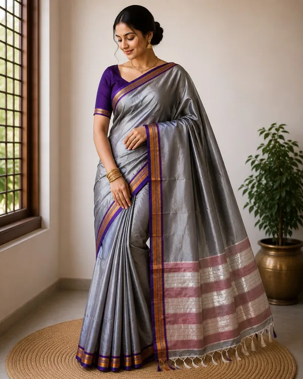 Grey_Pure_Cotton_Woven_Saree_For_Women