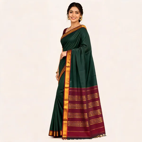 Green_Pure_Cotton_Traditional_Saree_For_Women