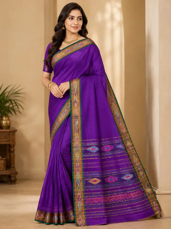 Purple_Cotton_Pochampalli_Saree_For_Women