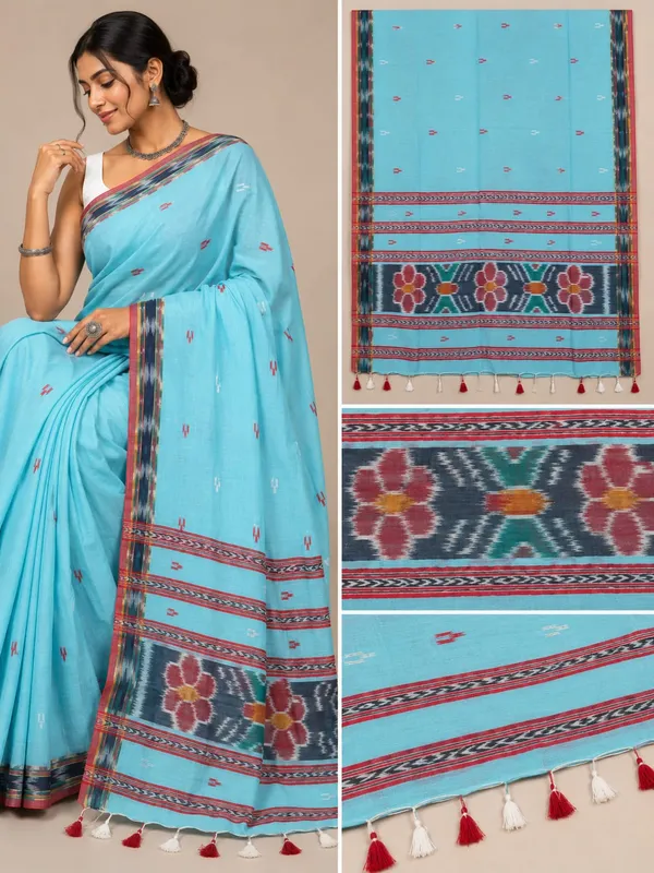 Blue_Khadi_Handloom_Woven_Saree_For_Women