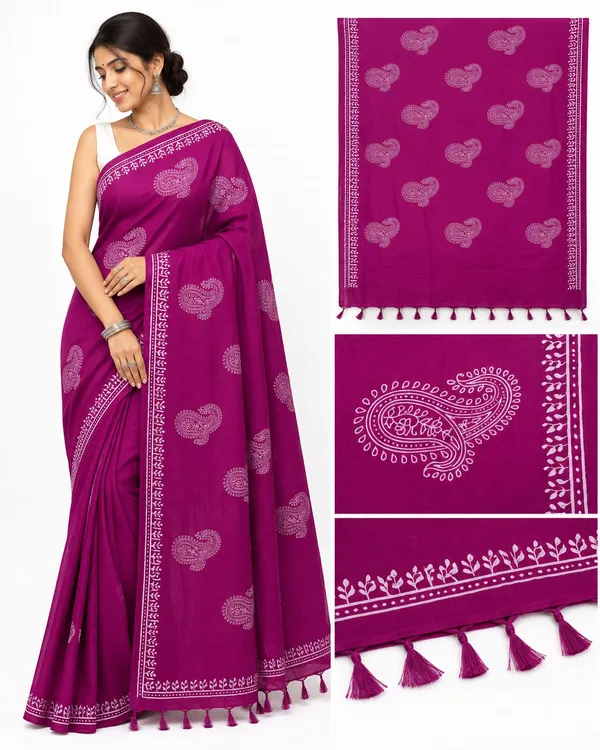 Magenta_Cotton_Khadi_Butta_Paisley_Print_Saree_For_Women