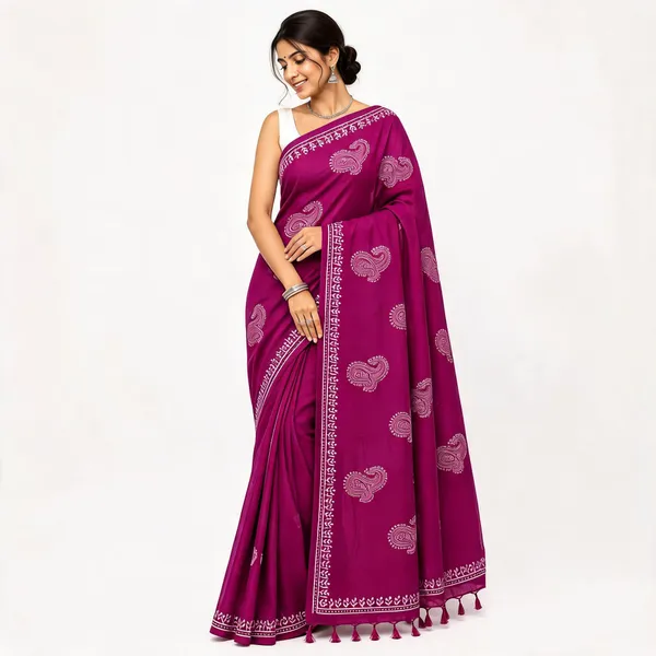 Magenta_Cotton_Khadi_Butta_Paisley_Print_Saree_For_Women