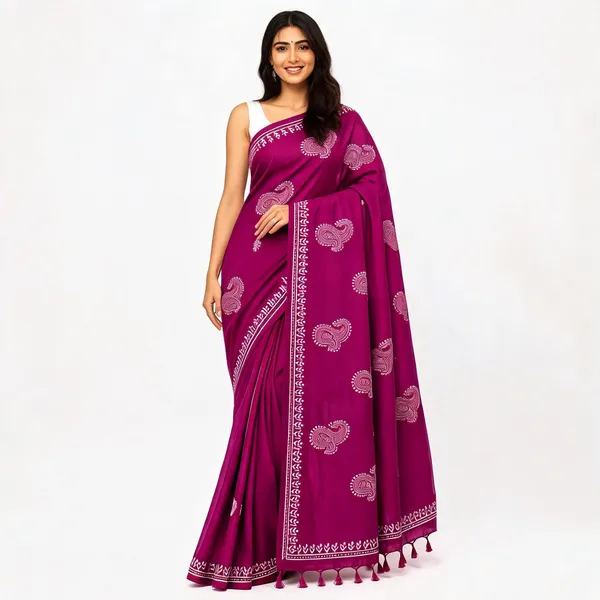Magenta_Cotton_Khadi_Butta_Paisley_Print_Saree_For_Women
