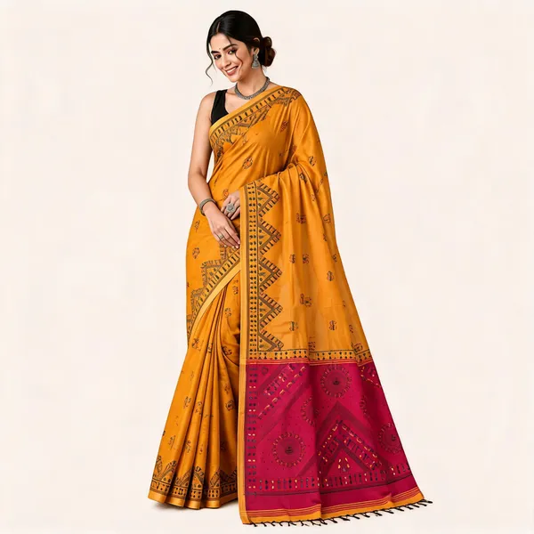 Mustard_Cotton_Printed_Saree_For_Women