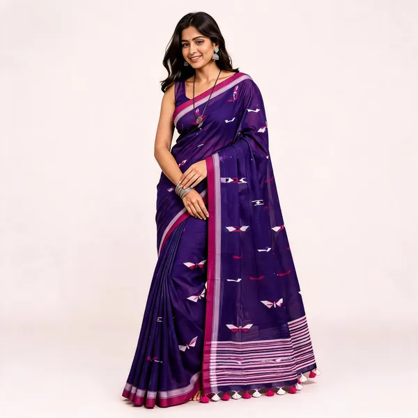 Purple_Khadi_Handloom_Printed_Saree_For_Women