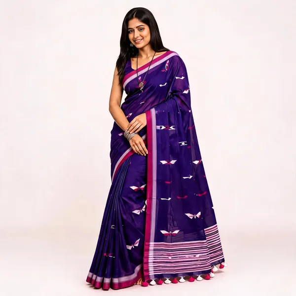 Purple_Khadi_Handloom_Printed_Saree_For_Women
