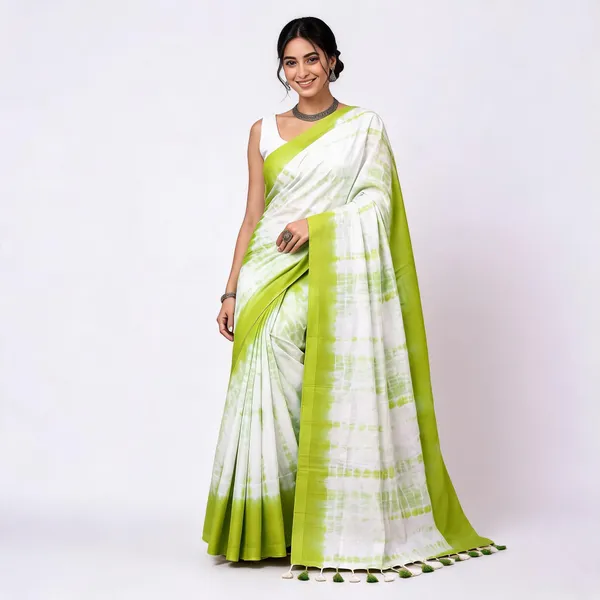 Green_White_Cotton_Khadi_Handloom_Saree_For_Women