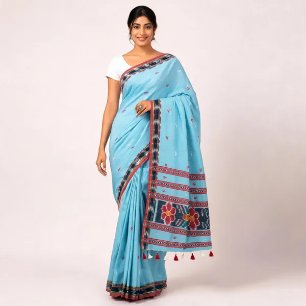 Blue_Khadi_Handloom_Woven_Saree_For_Women