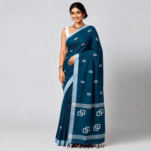 Blue_Khadi_Handloom_Woven_Saree_For_Women