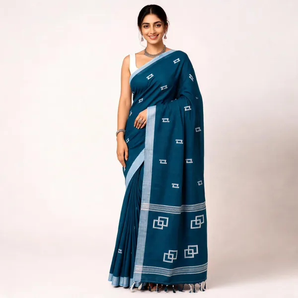 Blue_Khadi_Handloom_Woven_Saree_For_Women