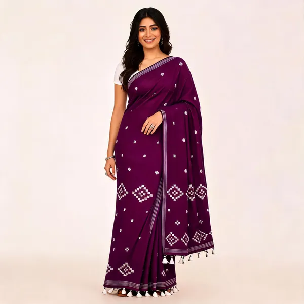 Purple_Khadi_Handloom_Geometric_Saree_For_Women