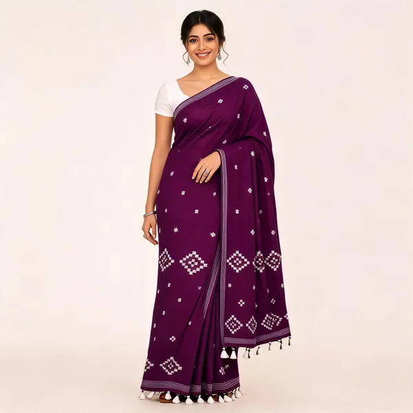 Purple_Khadi_Handloom_Geometric_Saree_For_Women