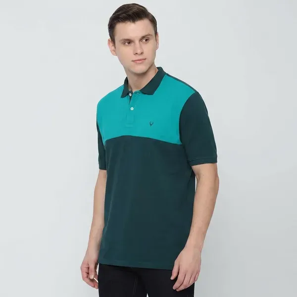 Teal_Colorblock_Polo_T_Shirt_For_Men