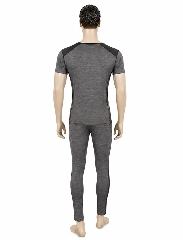 Men’S_Round_Neck_Half_Sleeve_Charcoal_Grey_Melange_Winter_Thermal_Set_Of_Top_Trouser
