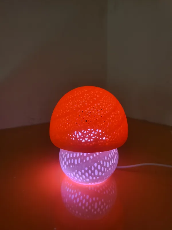 Mushroom_Night_Lamp_with_E10_LED_kit_White_and_Orange