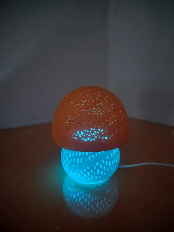 Mushroom_Night_Lamp_with_E10_LED_kit_White_and_Orange