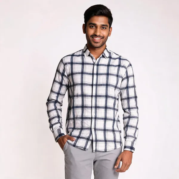 White_Cotton_Blend_Checkered_Regular_Fit_Shirt_For_Men
