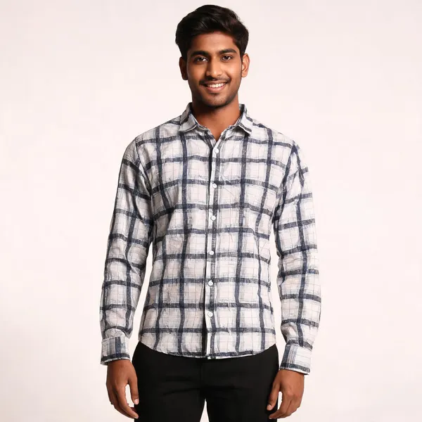 White_Cotton_Blend_Checkered_Regular_Fit_Shirt_For_Men