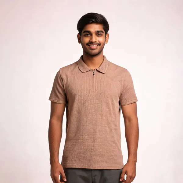 Brown_Cotton_Blend_Textured_Regular_Fit_Polo_T_Shirt_For_Men