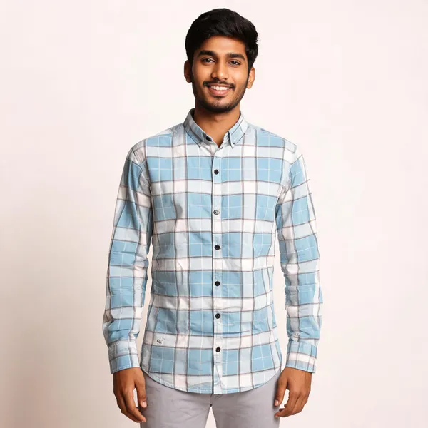 Blue_Cotton_Blend_Plaid_Full_Sleeve_Shirt_For_Boys