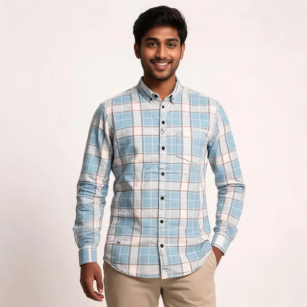Blue_Cotton_Blend_Plaid_Full_Sleeve_Shirt_For_Boys