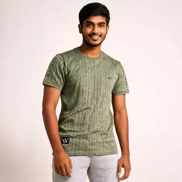 Olive_Green_Cotton_Blend_Ribbed_Crew_Neck_T_Shirt_For_Men