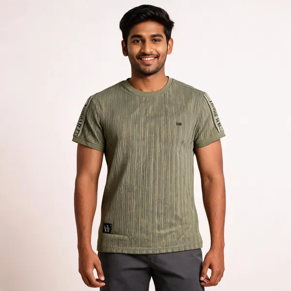 Olive_Green_Cotton_Blend_Ribbed_Crew_Neck_T_Shirt_For_Men
