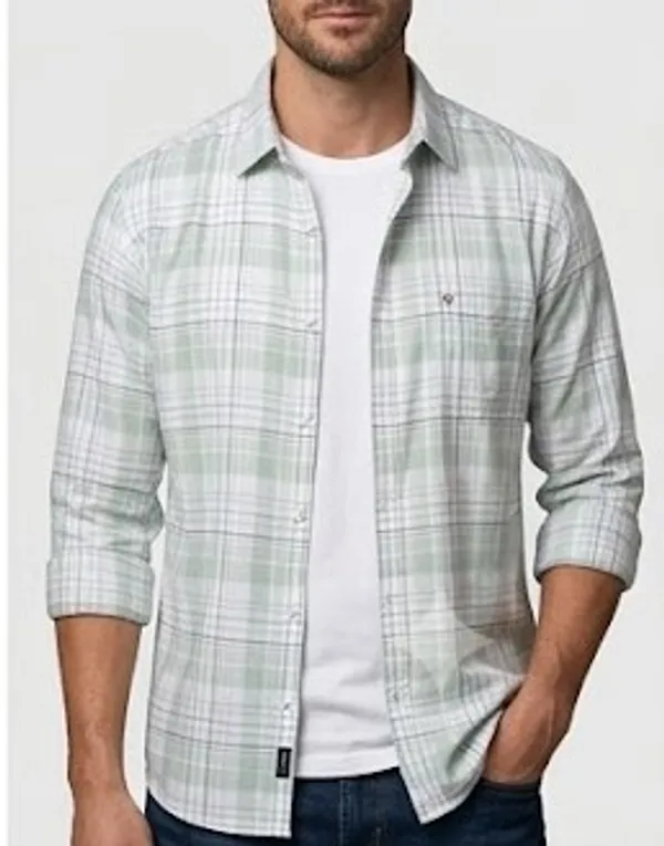 Grey_Cotton_Blend_Checked_Long_Sleeve_Shirt_For_Men