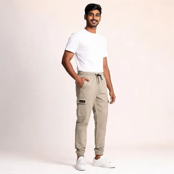 Beige_Cotton_Cargo_Jogger_Pants_For_Men