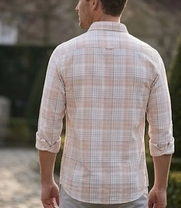 White_Beige_Cotton_Blend_Plaid_Romper_For_Men