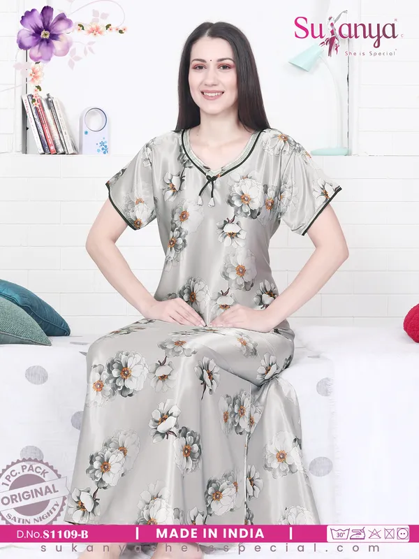 Grey_Premium_Satin_Nightdress_For_Women
