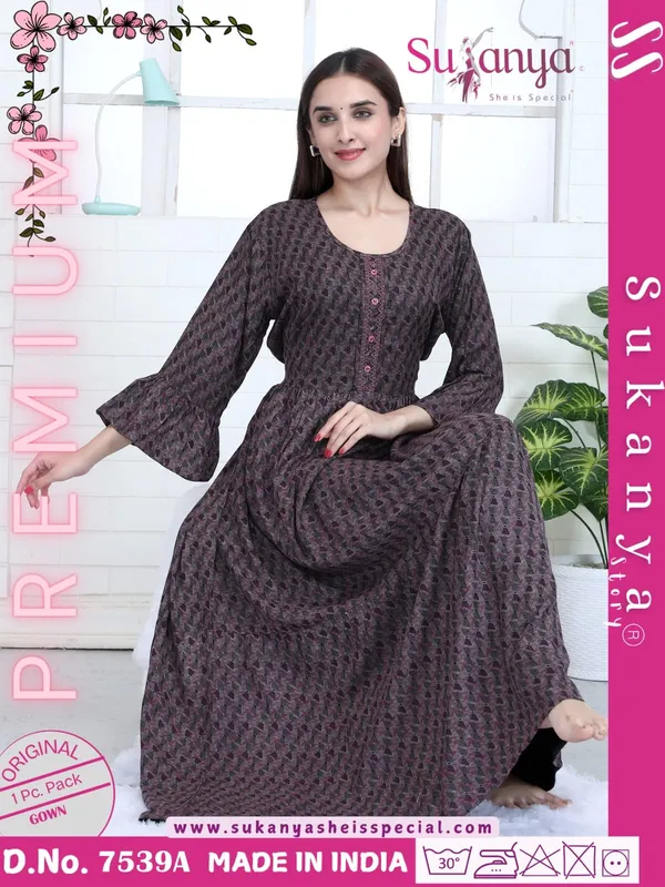 Dark_Grey_Premium_Alpine_Cotton_Nightdress_For_Women