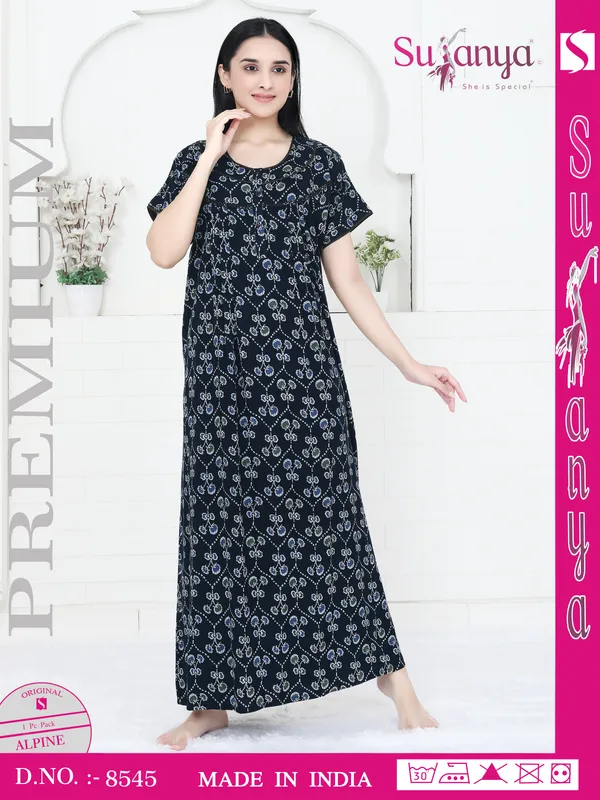 Black_Premium_Alpine_Cotton_Nightdress_For_Women