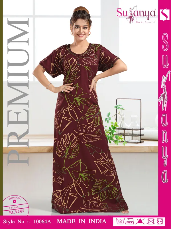 Maroon_Premium_Rayon_Nightdress_For_Women