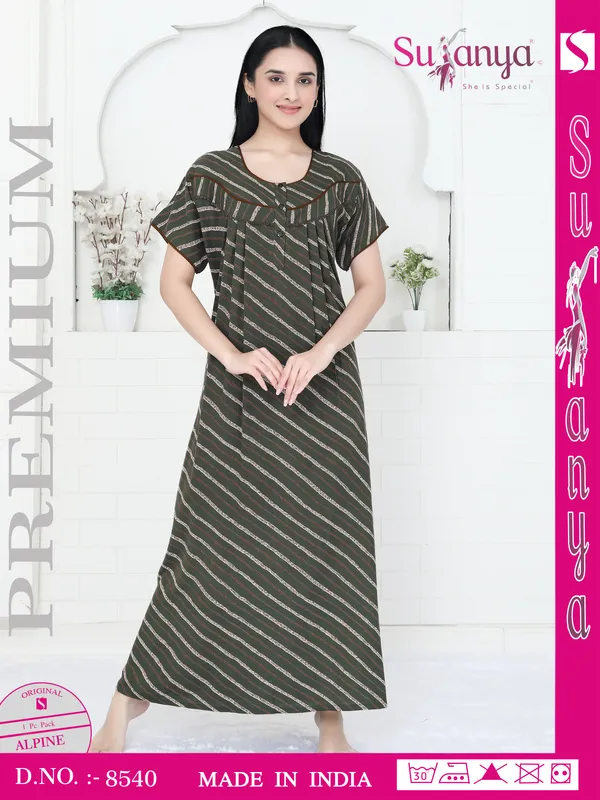 Olive_Green_Premium_Alpine_Cotton_Nightdress_For_Women