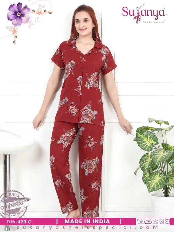 Maroon_Premium_Alpine_Cotton_Nightdress_For_Women