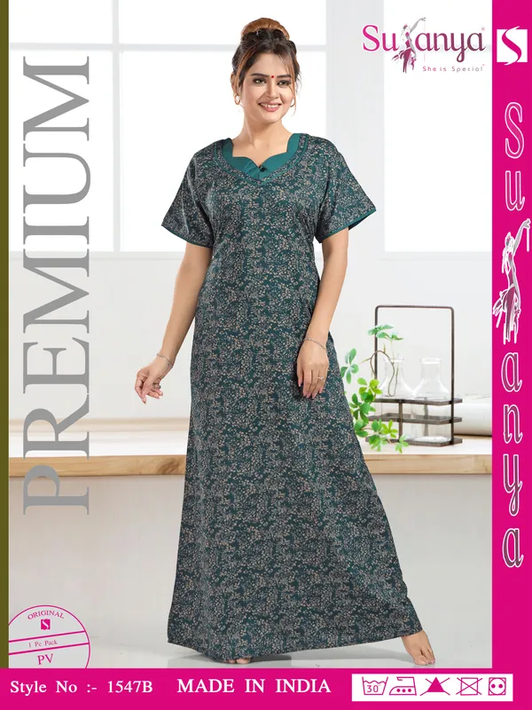 Green_Premium_Polyester_And_Viscose_Nightdress_For_Women