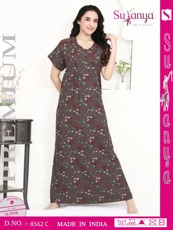 Brown_Premium_Alpine_Cotton_Nightdress_For_Women