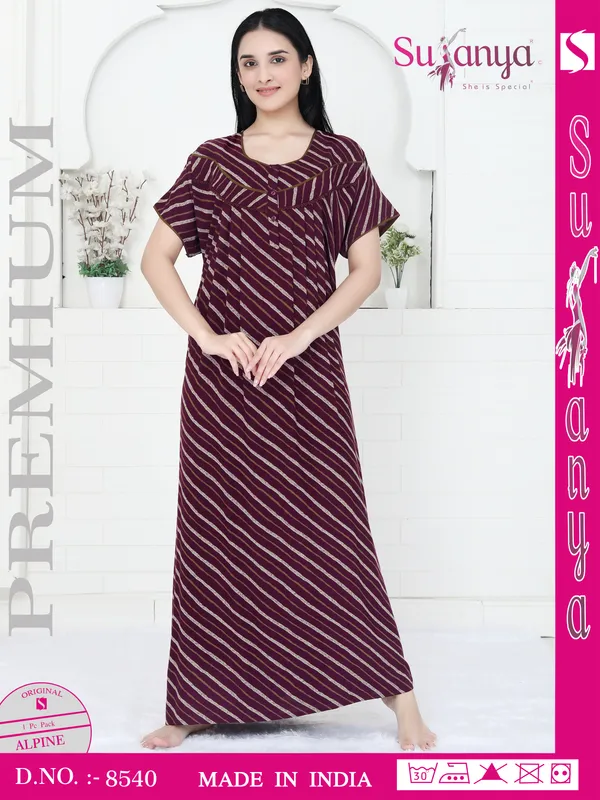 Maroon_Premium_Alpine_Cotton_Nightdress_For_Women