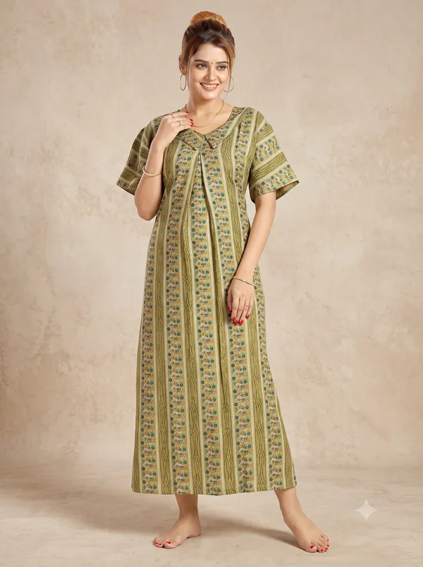 Green_Premium_Alpine_Cotton_Maternity_Gown_for_Women