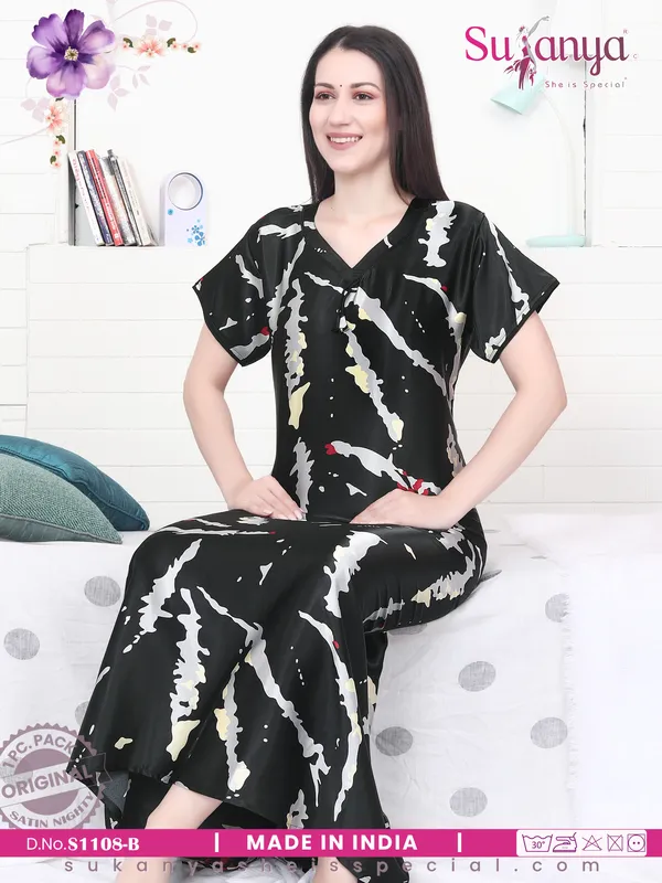 Black_Premium_Satin_Nightdress_For_Women