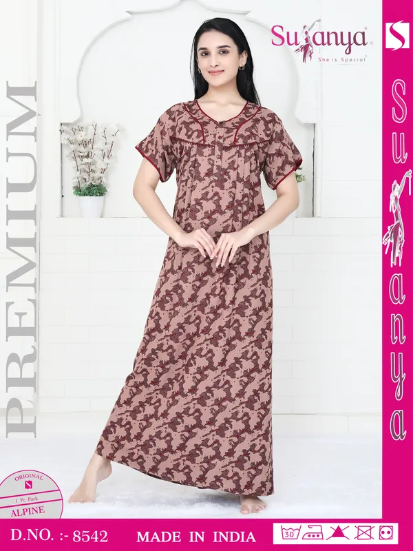 Brown_Premium_Alpine_Cotton_Nightdress_For_Women