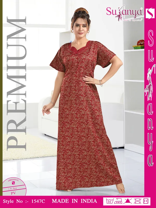 Red_Premium_Polyester_And_Viscose_Nightdress_For_Women