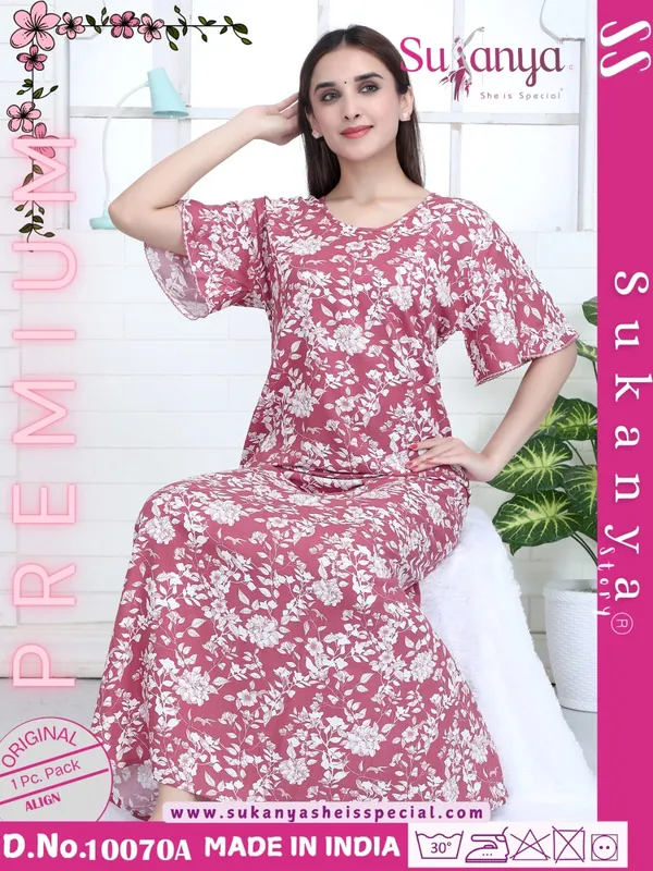 Pink_Premium_Rayon_Nightdress_For_Women