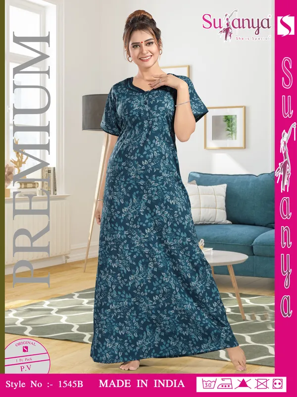 Blue_Premium_Polyester_And_Viscose_Nightdress_For_Women